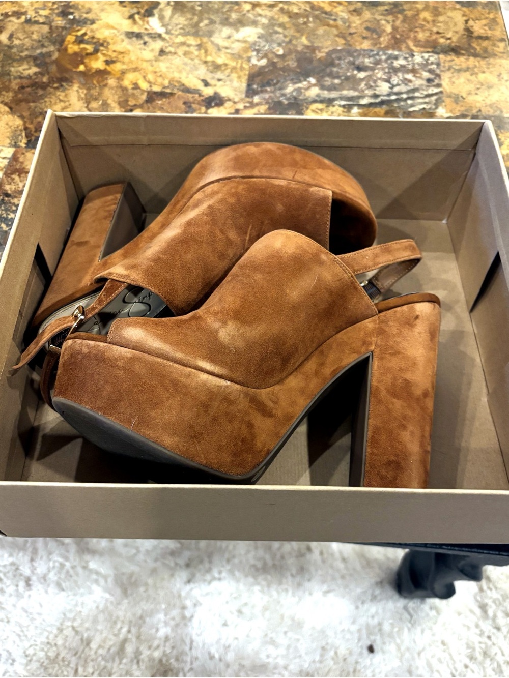 Jessica Simpson Rel Spice Brown Lux Kid Suede Heels